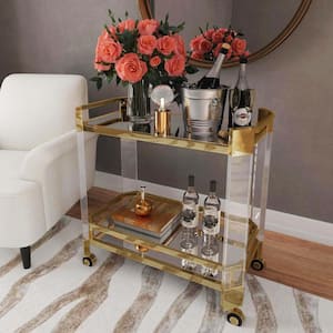 Charlevoix Gold 2-Tier Serving Cart 31.5 in. H x 32.0 in. W x 17.0 in. D