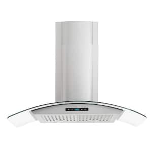 Avellino 36 in. 500CFM Convertible Glass Wall Mount Range Hood in Stainless Steel with Charcoal Filters and LED Lighting