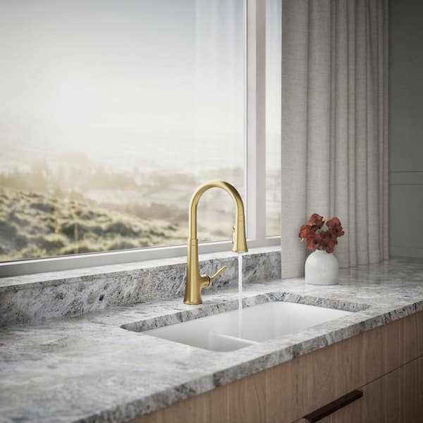 KOHLER Tone Single Handle Pull Down Sprayer Kitchen Faucet in