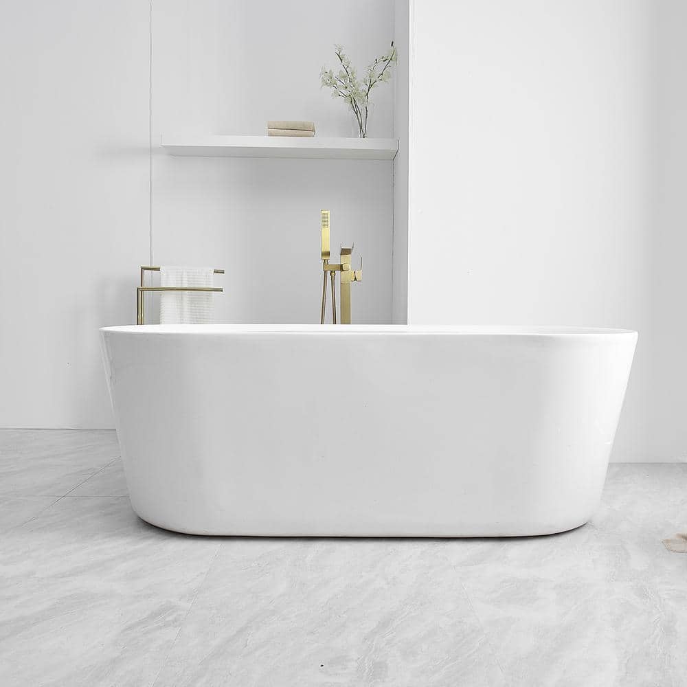 Brushed Gold Freestanding Tub Faucet with Handheld Shower
