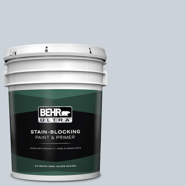 BEHR ULTRA 5 gal. #N480-1 Light Drizzle Semi-Gloss Enamel Exterior Paint & Primer