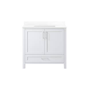Moorside 36 in. W x 19 in. D x 34 in. H Single Sink Bath Vanity in Dove Gray with White Engineered Stone Top