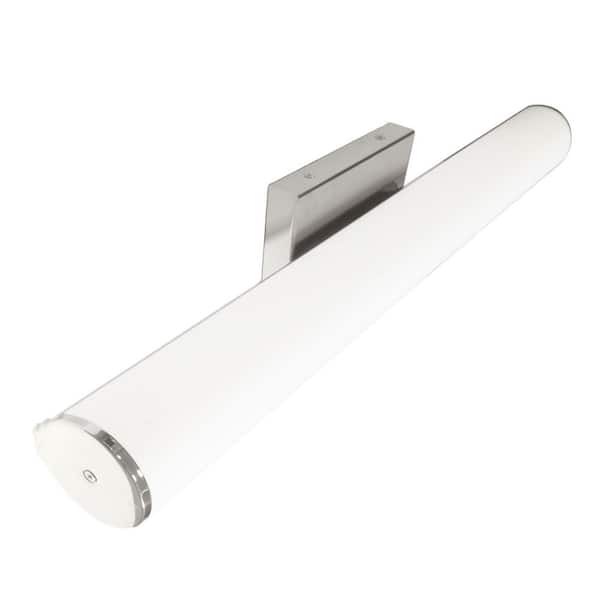Lecoht 25 in. 1-Light Chrome Modern LED Bathroom Vanity Light with White Acrylic Shade