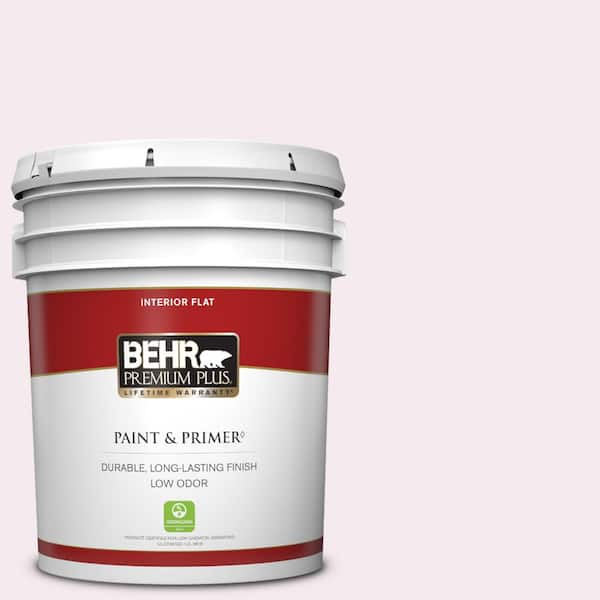 BEHR PREMIUM PLUS 5 gal. #690C-1 Sweet Illusion Flat Low Odor Interior Paint & Primer