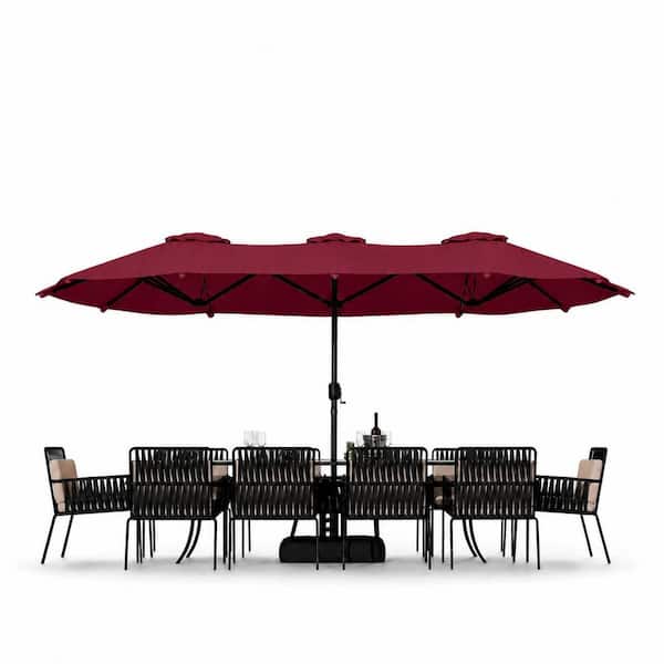 16 foot patio umbrella Celebalcony 16 ft. Steel Double-Sided Market Patio Umbrella in Red  HD-STS916-RD