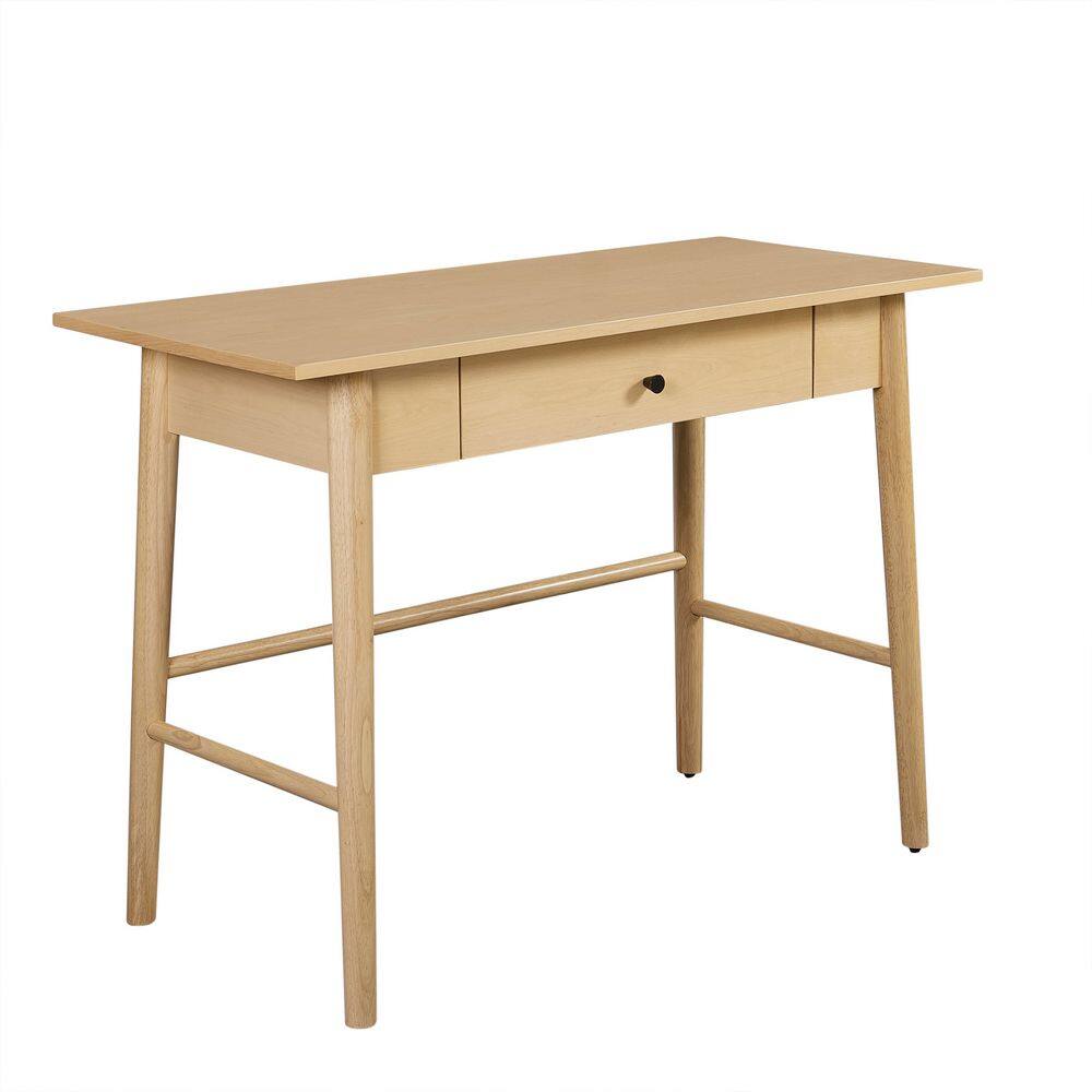 Breville 42 in. Rectangle Natural Wood 1-Drawer Writing Desk with Storage