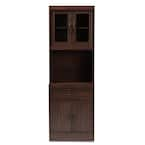 Baxton Studio Laurana Walnut Brown Kitchen Cabinet with Hutch 147