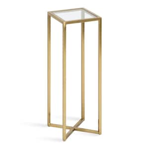 Jaspur 7.00 in. D Gold 21.00 in. H Square Glass End Table