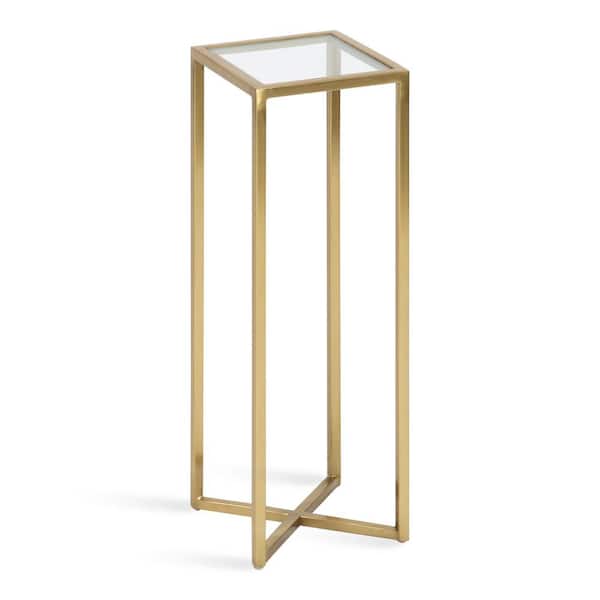 Kate and Laurel Jaspur 7.00 in. D Gold 21.00 in. H Square Glass End Table