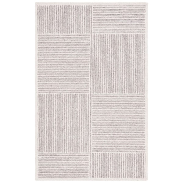 Renewal 6 ft. x 9 ft. Gray/Ivory Striped Geometric Area Rug