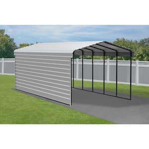 12 ft. W x 29 ft. D x 9 ft. H Eggshell Galvanized Steel Carport with 1-sided Enclosure