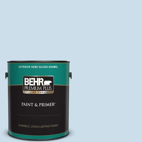 BEHR PREMIUM PLUS 1 gal. #560C-2 Caribbean Mist Semi-Gloss Enamel Exterior Paint & Primer
