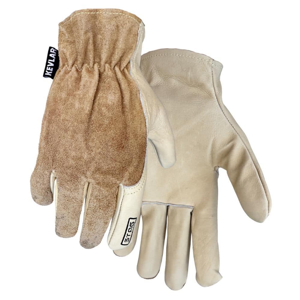 Large Wing Thumb Kevlar Cowhide Work Gloves 232L - The Home Depot