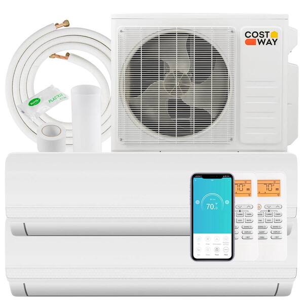 Costway 27K BTU(27000 BTU ASHRAE) 2-Zone 9K 18K BTU 19 SEER2 Mini Split Air Conditioner Work with Alexa