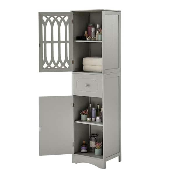 Grey Bathroom Storage Cabinet with Adjustable Shelves, Freestanding Floor  Cabinet for Home Kitchen, Easy to Assemble WS-WF283639AAE - The Home Depot