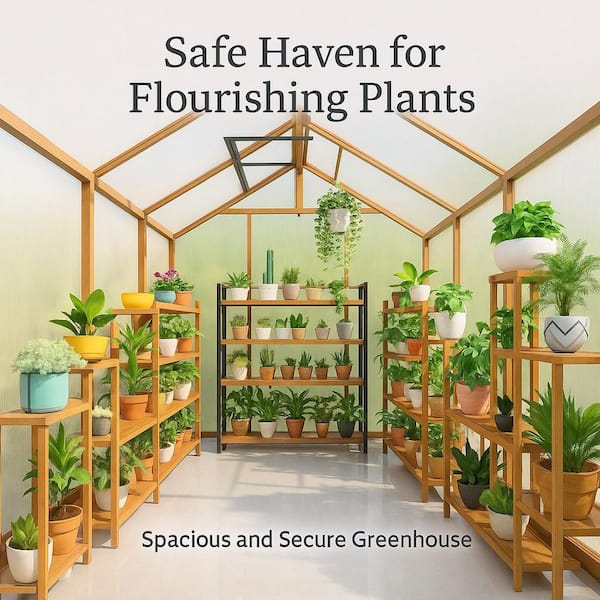 PABIMIA 6 ft. x 10 ft. Wood Greenhouse for Outdoors, Polycarbonate