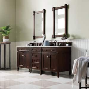 Brittany 72.0 in. W x 23.5 in. D x 34.0 in. H Double Bathroom Vanity in Burnished Mahogany with Lime Delight Quartz Top