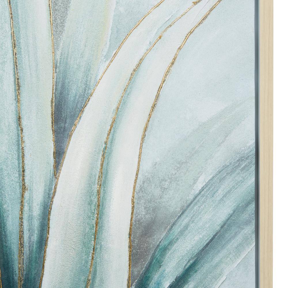 Agave-Inspired Green and Blue Acrylic Canvas Wall Art