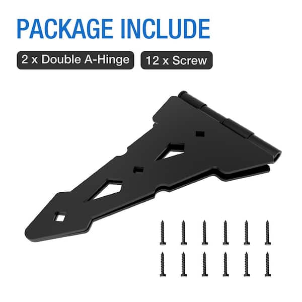 WINSOON 15.7 in. x 7 in. Black Heavy-Duty Decorative Fence Gate Hinge Tee Hinge