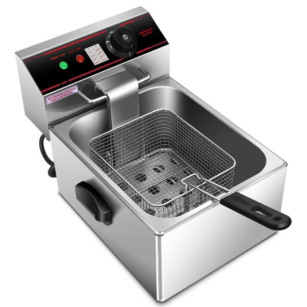 3.2 Quart Electric Stainless Steel Deep Fryer with Timer - Costway