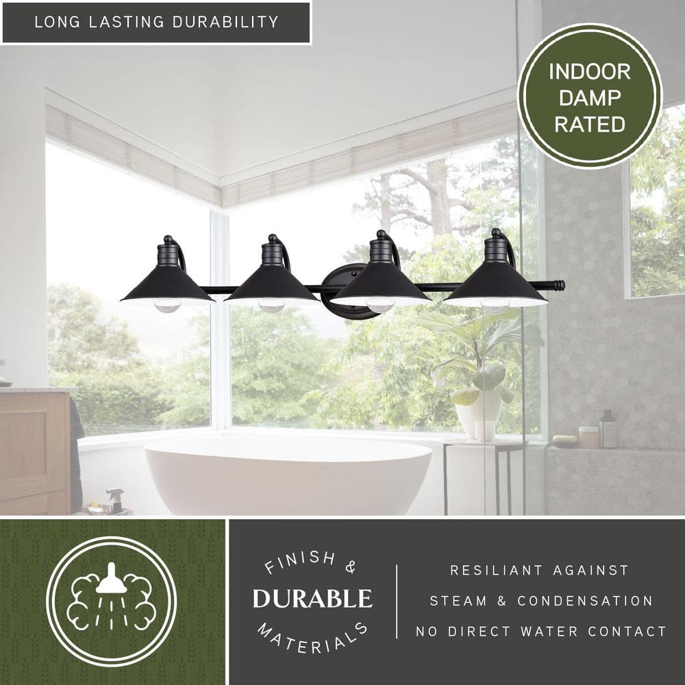 Akron 38'' Oil Rubbed Bronze and Matte White Modern Farmhouse Vanity Light