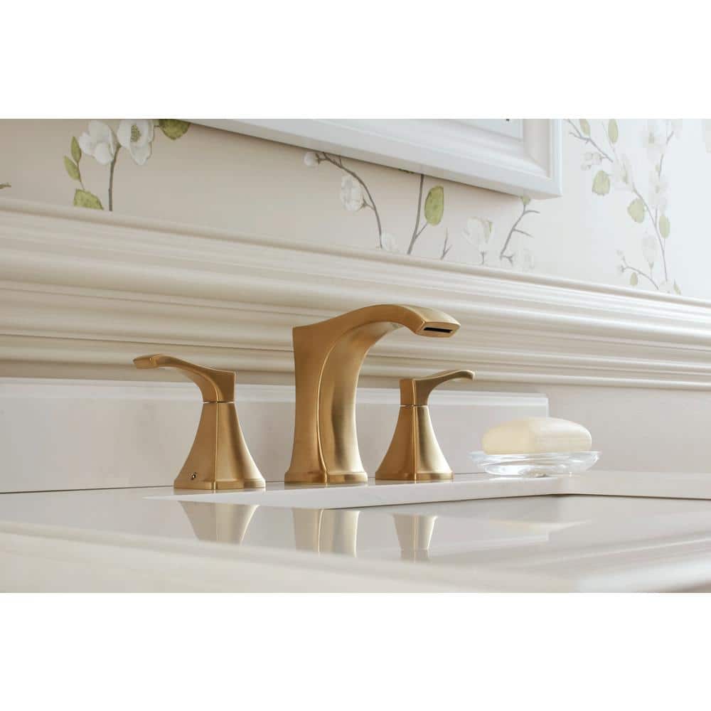 Brushed Gold 8-Inch Widespread Double Handle Bathroom Faucet