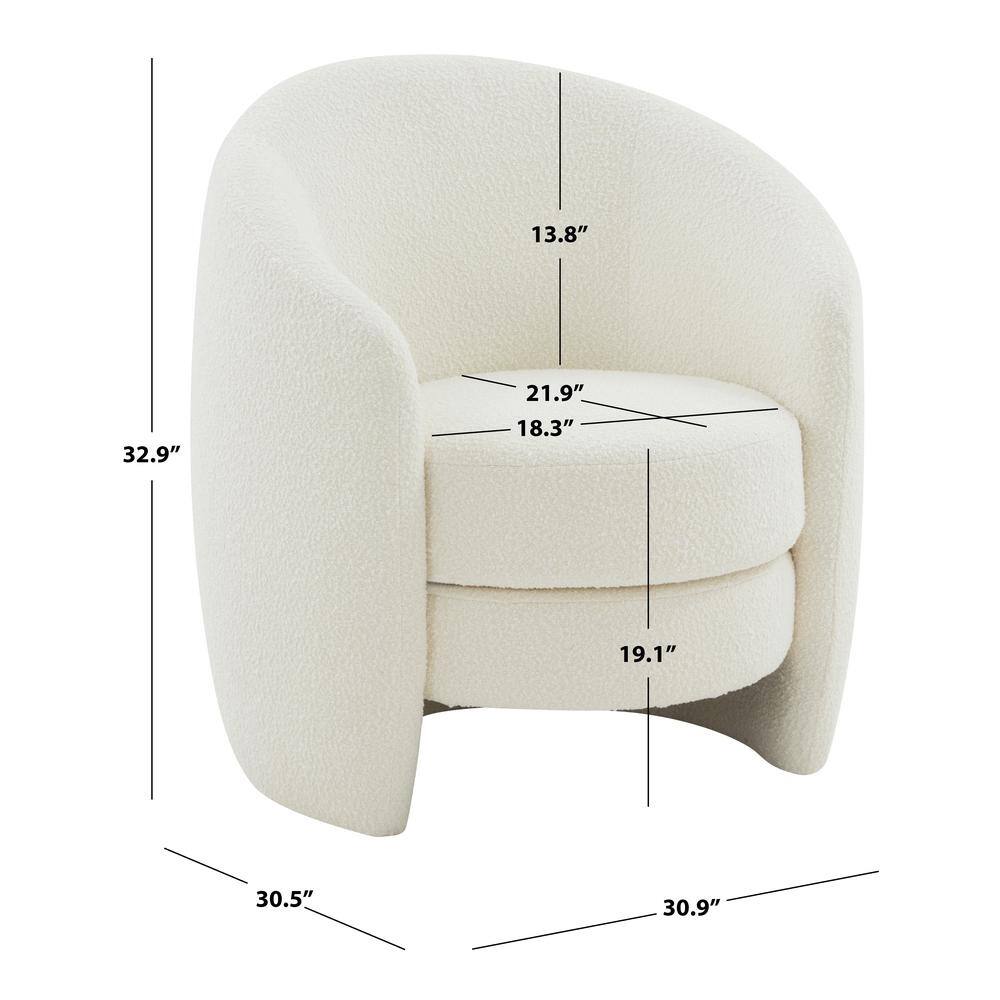 Danianna Beige Boucle Swivel Barrel Chair with Gold Base