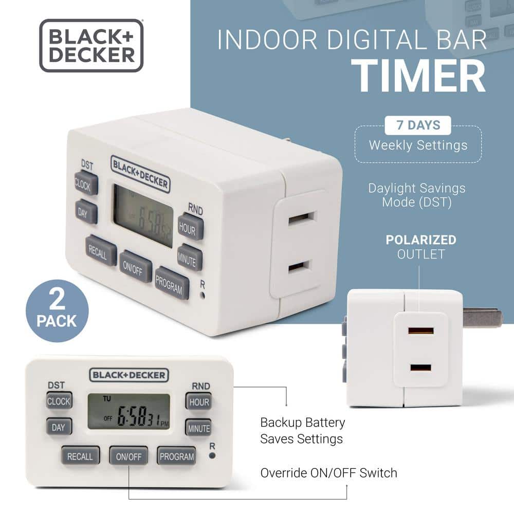 White Digital Programmable Indoor Timer Outlet 2-Pack