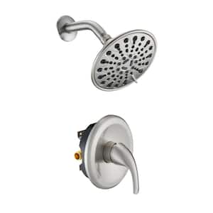 Single Handle 5-Spray Round Rain Shower Faucet in Brushed Nickel Valve Included