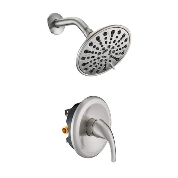 YASINU Single Handle 5-Spray Round Rain Shower Faucet in Brushed Nickel Valve Included