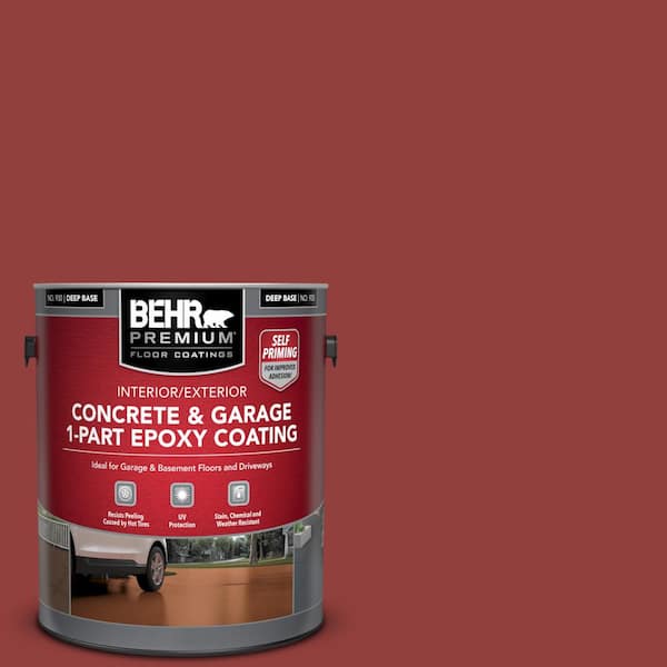 BEHR PREMIUM 1 gal. #BIC-49 Red Red Red Self-Priming 1-Part Epoxy Satin Interior/Exterior Concrete and Garage Floor Paint