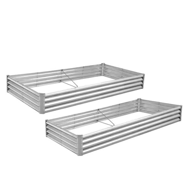 94 in. Galvanized Steel Rectangle Raised Garden Bed Planter Box Outdoor Garden Planter for Vegetables/Flowers (2-Pack)