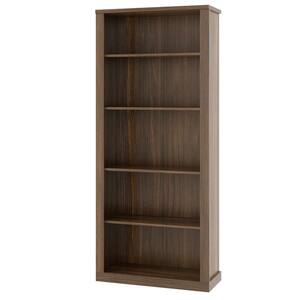 Elaine 72 in. Brown Wood 5-Shelf Standard Bookcase with Adjustable Shelves