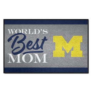 Michigan Wolverines Gray World's Best Mom 19 in. x 30 in. Starter Mat Accent Rug
