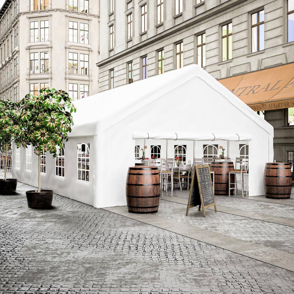 20 ft. W x 32 ft. L Outdoor Heavy Duty Metal + PE Tent with 3 Storage Bags 