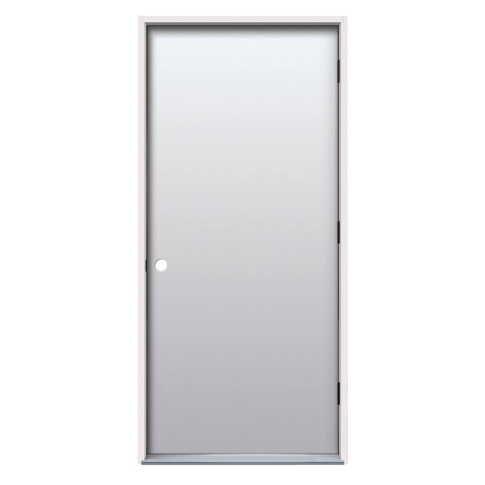 36 in. x 80 in. Left-Hand Outswing Flush Classic Primed Fiberglass Prehung Front Door on 4-9/16 in. Frame, Single Bore price history on PriceWatchPro