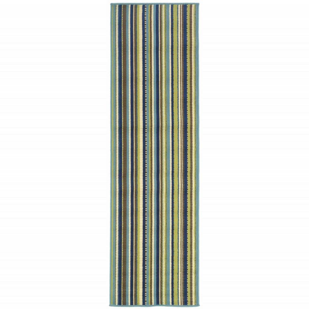 Blue, Green 2 ft. x 8 ft. Loomed Polypropylene Rectangle Indoor/Outdoor Area Rug price history on PriceWatchPro