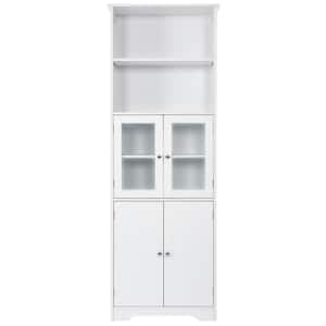 22.6 in. W x 11.2 in. D x 64 in. H White Storage Cabinet with Shelves and Doors for Bathroom, Kitchen and Living Room