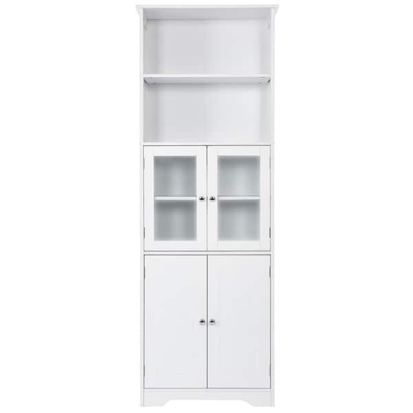 22.6 in. W x 11.2 in. D x 64 in. H White Storage Cabinet with Shelves and Doors for Bathroom, Kitchen and Living Room