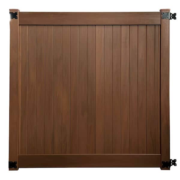 6 ft. W x 6 ft. H Woodgrain Unassembled Vinyl Hickory Fence Gate