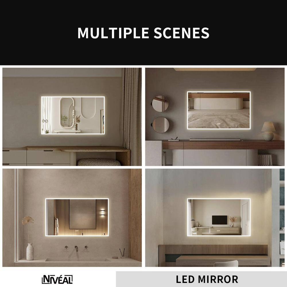 Clear 60" x 36" Frameless LED Bathroom Vanity Mirror