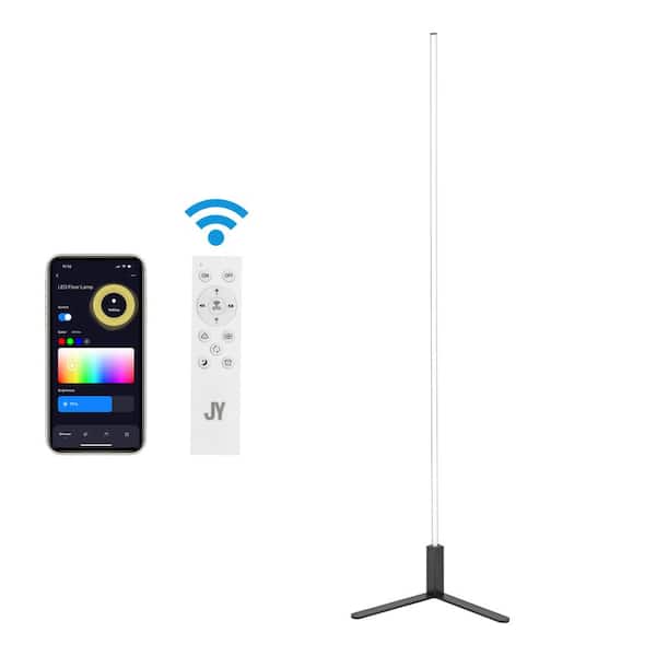 Potts 60.5 in. Black Modern Contemporary Aluminum/Iron Integrated LED Post Standard Floor Lamp, Black