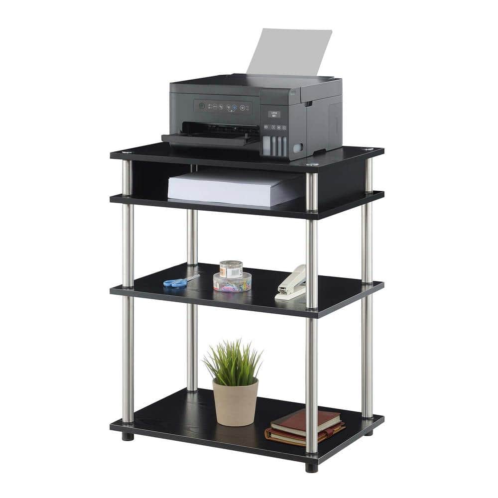 Black Stainless Steel 4-Tier Printer Stand with Shelves