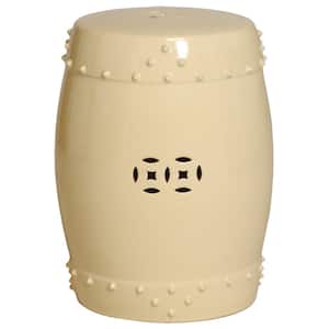 Large Cream Drum Ceramic Garden Stool