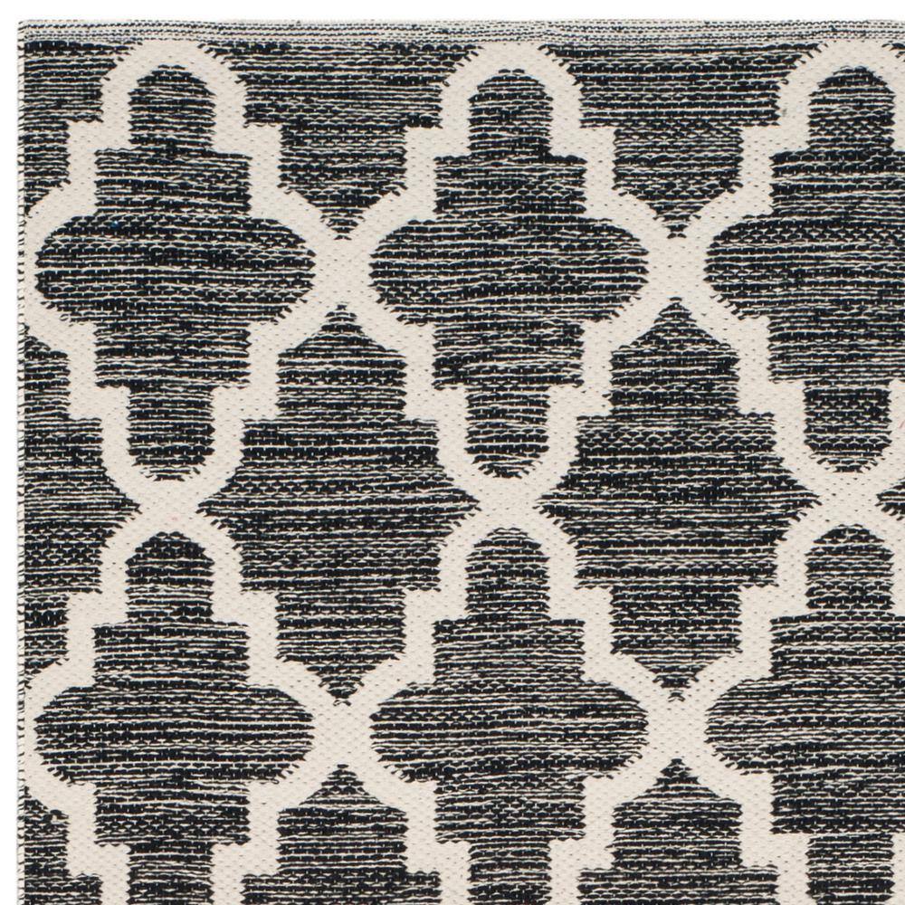 Black and Ivory Cotton Trellis Handwoven Runner Rug