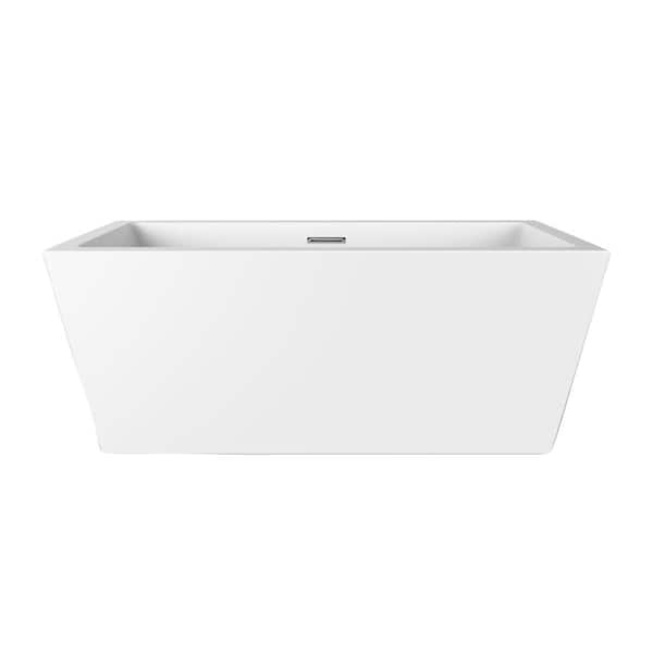 Barclay Products Sheldon 59 in. Acrylic Flatbottom Non-Whirlpool Bathtub in White with Integral Drain in Polished Chrome