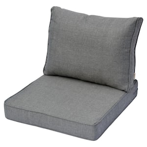 Roslyn 25 in. x 25 in. Olefin 2-Piece Deep Seating Outdoor Lounge Chair or Sofa Cushion Set in Dark Gray