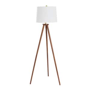 63-1/2 in. H Rubber Wood Floor Lamp, Dark Wood Color