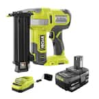 RYOBI ONE+ 18V 18-Gauge Cordless AirStrike Brad Nailer with 4.0 Ah Battery  and Charger P321K1N - The Home Depot