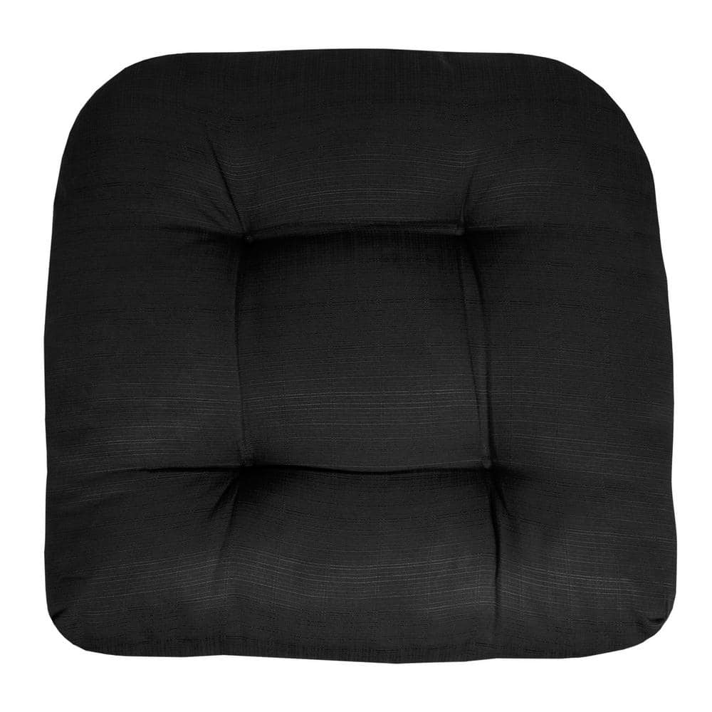 Black Tufted Polyester U-Shaped Patio Chair Cushions, 19" x 19", Set of 2